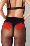 'Lucky You' Sheer Black Tights with Booty Heart Detail