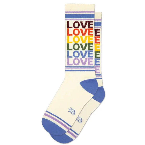 'Love' Vintage Rainbow Ribbed Gym Socks