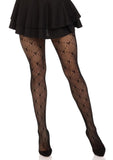 Love Struck Heart Net Black Tights