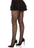 Love Struck Heart Net Black Tights