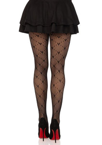 Love Struck Heart Net Black Tights