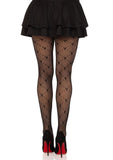 Love Struck Heart Net Black Tights