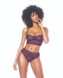 Underwire Bustier & High Waisted Thong Set in Mulberry