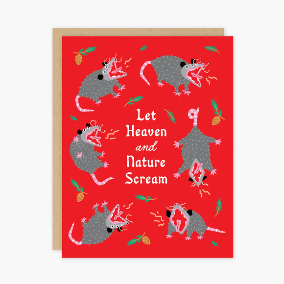 Nature Scream Opossum Holiday Card