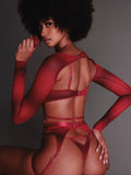 Poisoned Bra and Mesh Sleeves in Red