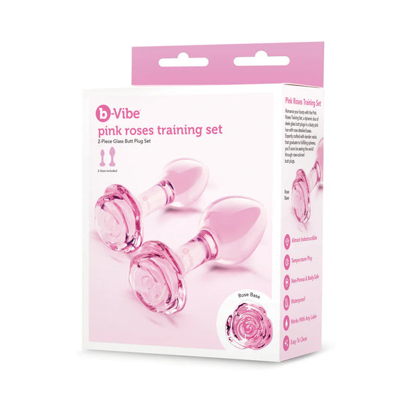 Pink Roses Training Glass Plug Set by b-Vibe