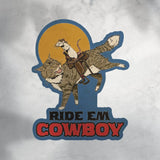 'Ride Em Cowboy' Mouse and Cat Cowboy Sticker