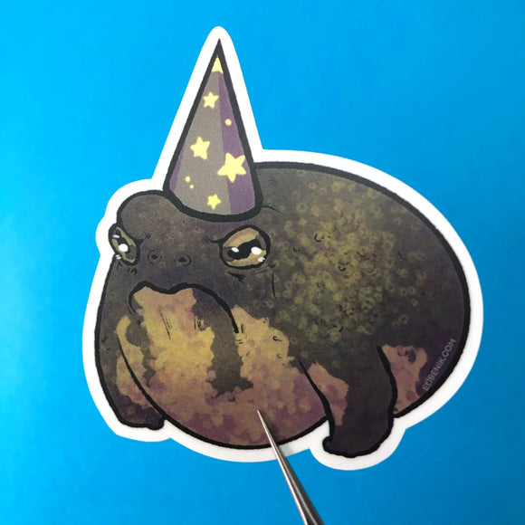 Round Frog Wizard Sticker