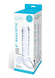 Realistic Ribbed Clear Glass G-Spot Dildo - 8in