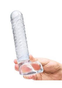 Realistic Ribbed Clear Glass G-Spot Dildo - 8in