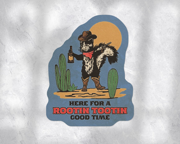 Rootin Tootin Skunk Cowboy Sticker
