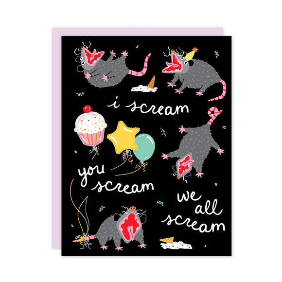 'We All Scream' Possum Birthday Card