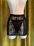 Embroidered Black Cut Out Skirt & G-String