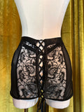 Embroidered Black Cut Out Skirt & G-String