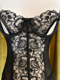 Embroidered Black Cut Out Underwire Slip & G-String