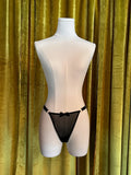 Embroidered Black Cut Out Underwire Slip & G-String