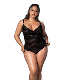 Black Shadow Stripe & Lace Teddy