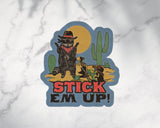 'Stick Em Up' Raccoon Cowboy Sticker