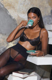 Thunderstorm Sheer Black Tights with Booty Lightning Detail