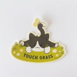 Touch Grass Cat Sticker