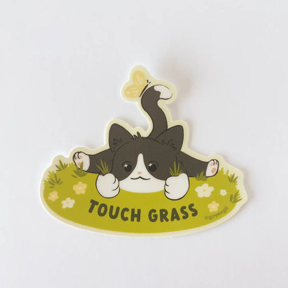 Touch Grass Cat Sticker