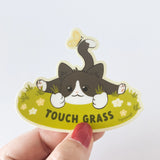 Touch Grass Cat Sticker