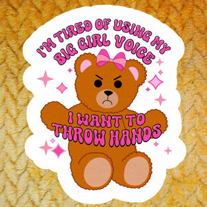 'Throw Hands' Teddy Bear Sticker