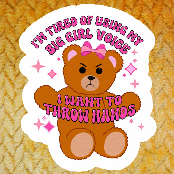 'Throw Hands' Teddy Bear Sticker