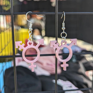 Transgender and Lesbian Symbol Earrings -3D printed