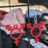 Transgender and Lesbian Symbol Earrings -3D printed