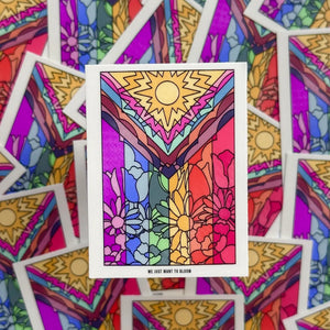 'We Just Want To Bloom' Flower Pride Flag Sticker