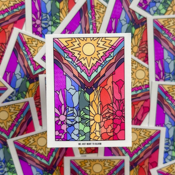 'We Just Want To Bloom' Flower Pride Flag Sticker