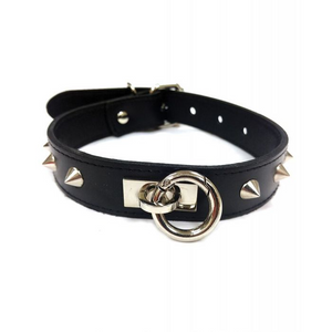 Leather O-Ring Studded Collar