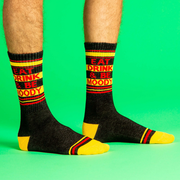 'Eat, Drink, & Be Moody' Ribbed Gym Socks
