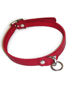 Red Leather Choker w/ O-Ring