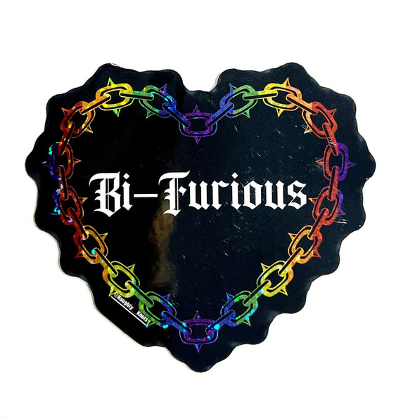 'Bi-Furious' Glitter Sticker