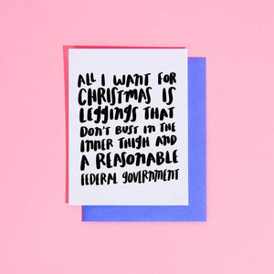 'Leggings and Reasonable Government' Christmas Card