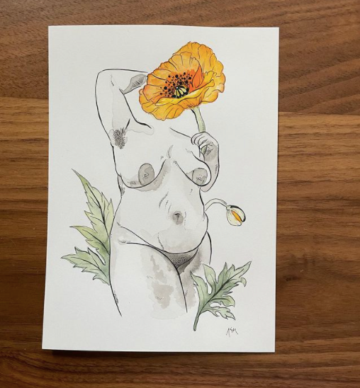 Yellow Poppy Body- Art Print