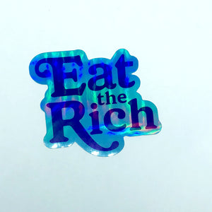 'Eat the Rich' Blue Satin Sticker