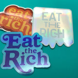 'Eat the Rich' Blue Satin Sticker