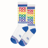 'Fuck You' Smiley Rainbow Gym Socks