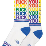 'Fuck You' Smiley Rainbow Gym Socks